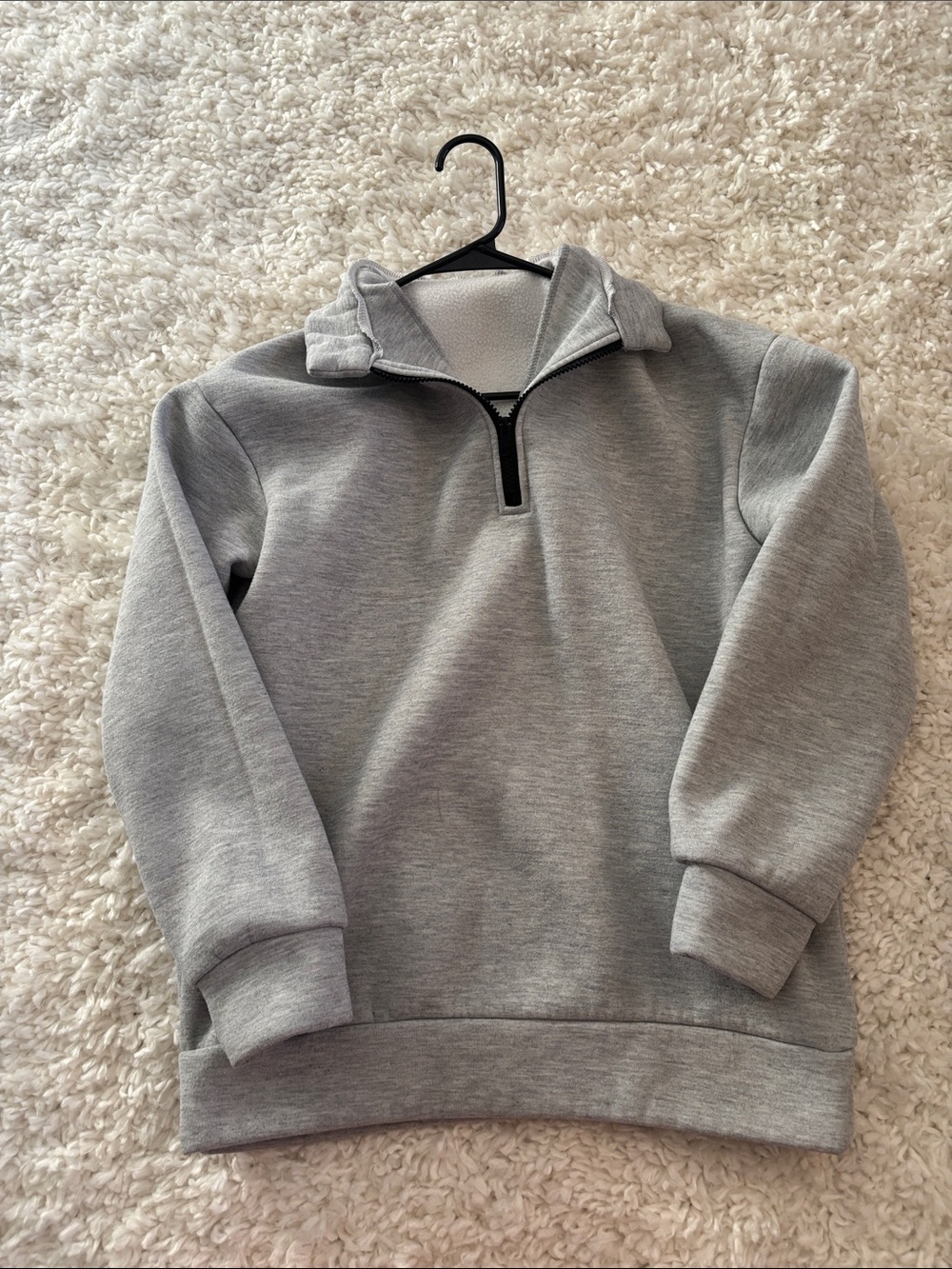 Women's Grey Quarter-Zip Fleece Pullover Hoodie